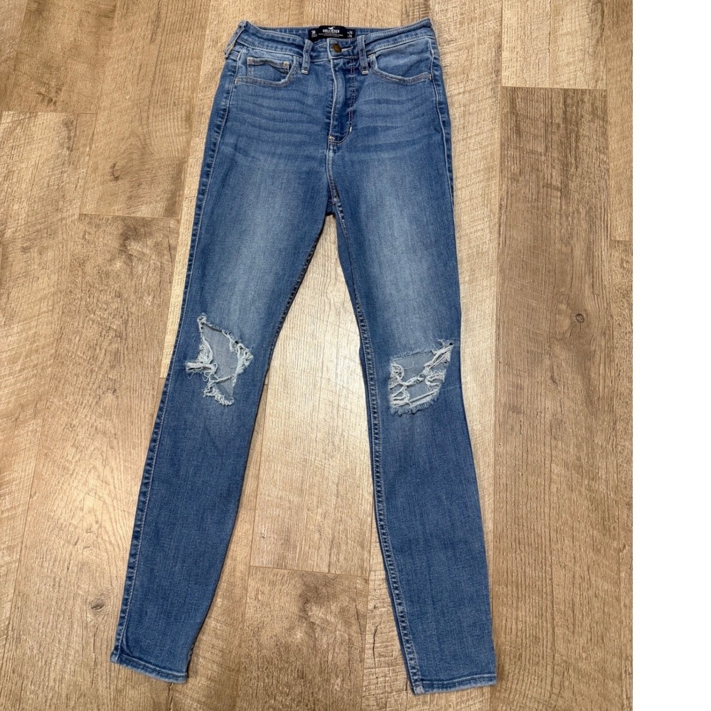 Hollister Ultra High-Rise Super Skinny Distressed Jeans Blue W26 L28 Size 3R - Picture 2 of 10